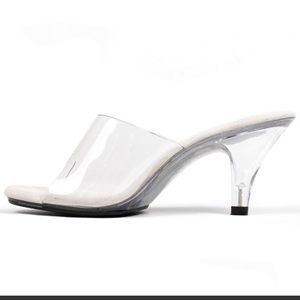 Clear Mule w Lucite Heel